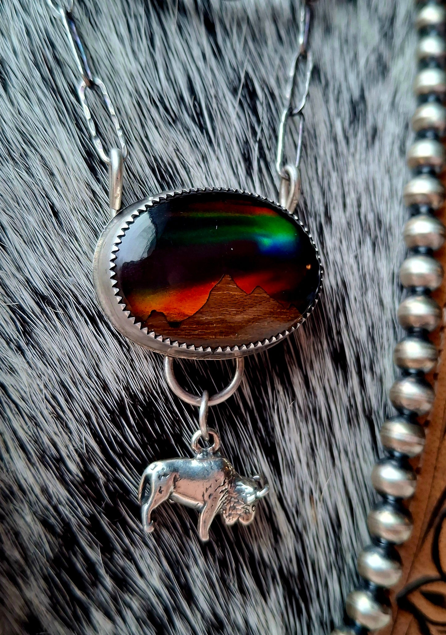 Aurora Opal Bison Necklace