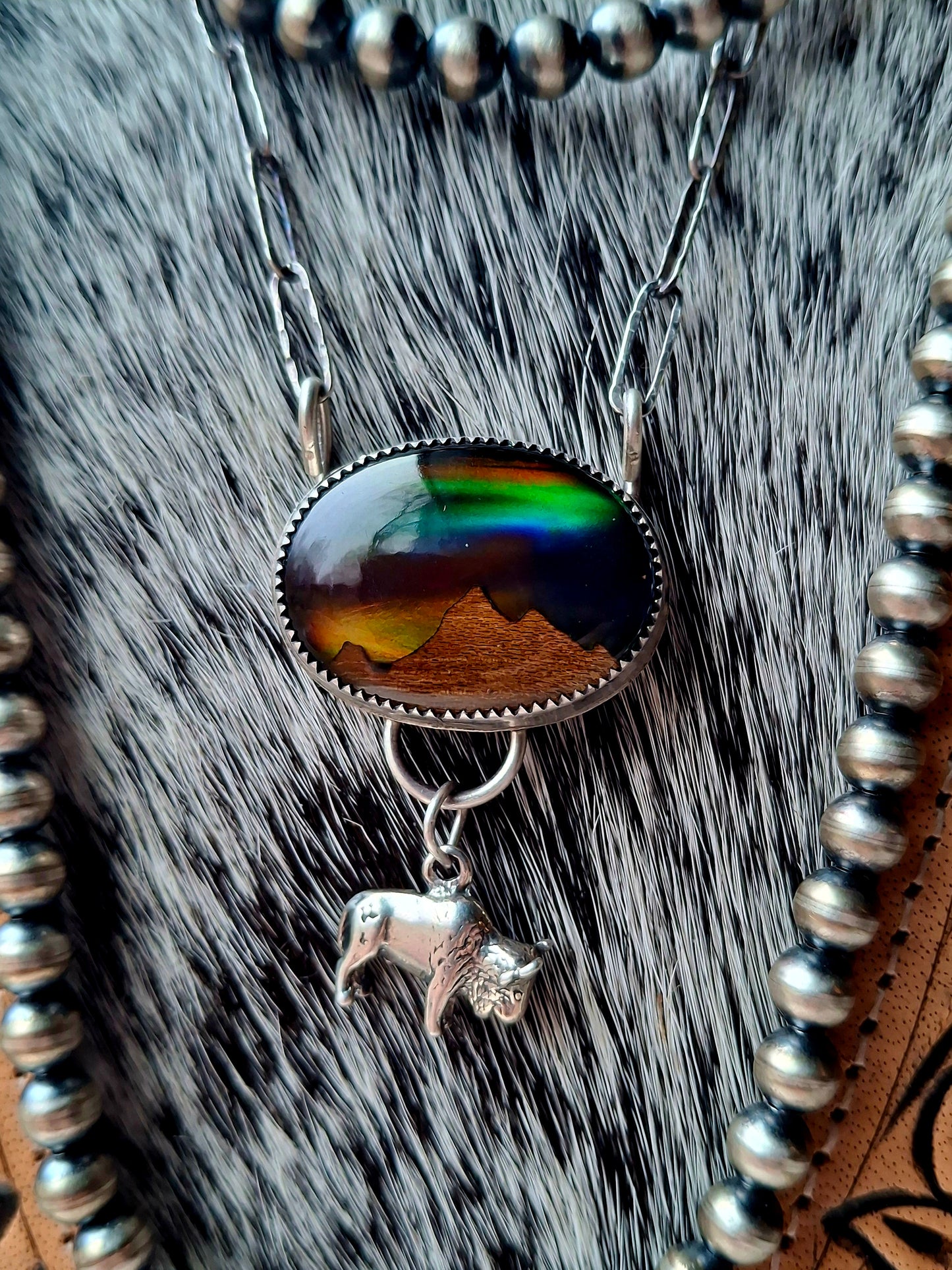 Aurora Opal Bison Necklace