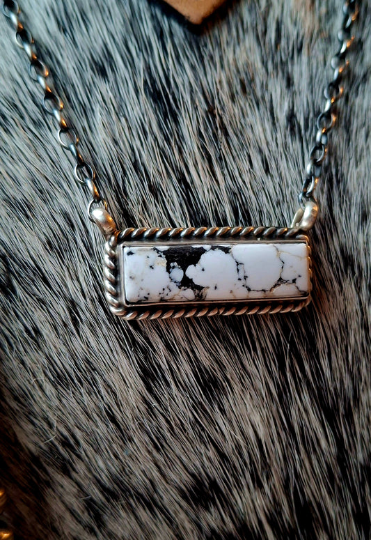 White Buffalo Bar Necklace