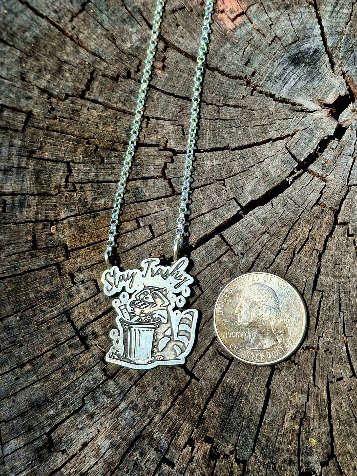 Stay Trashy Raccoon Necklace