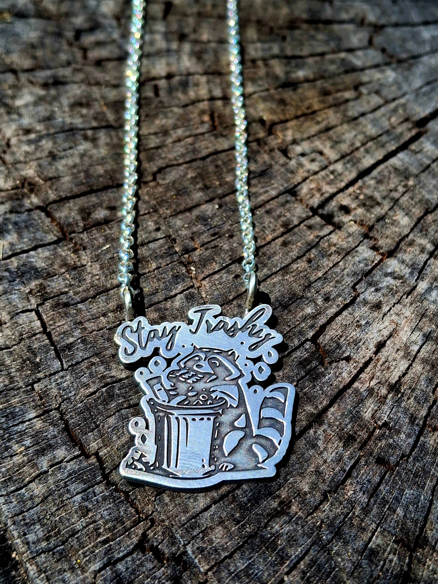 Stay Trashy Raccoon Necklace