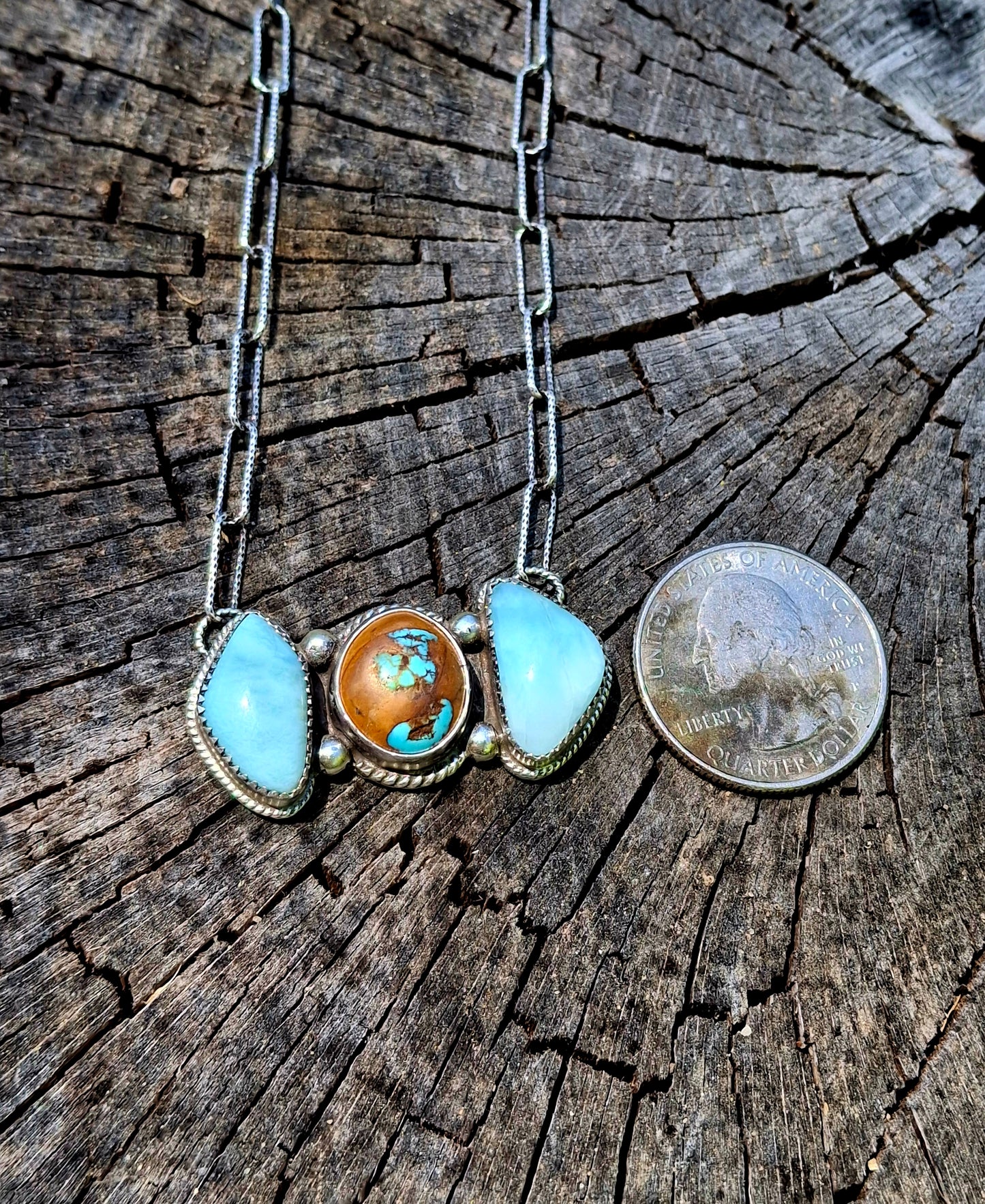 Larimar & Royston Ribbon Necklace