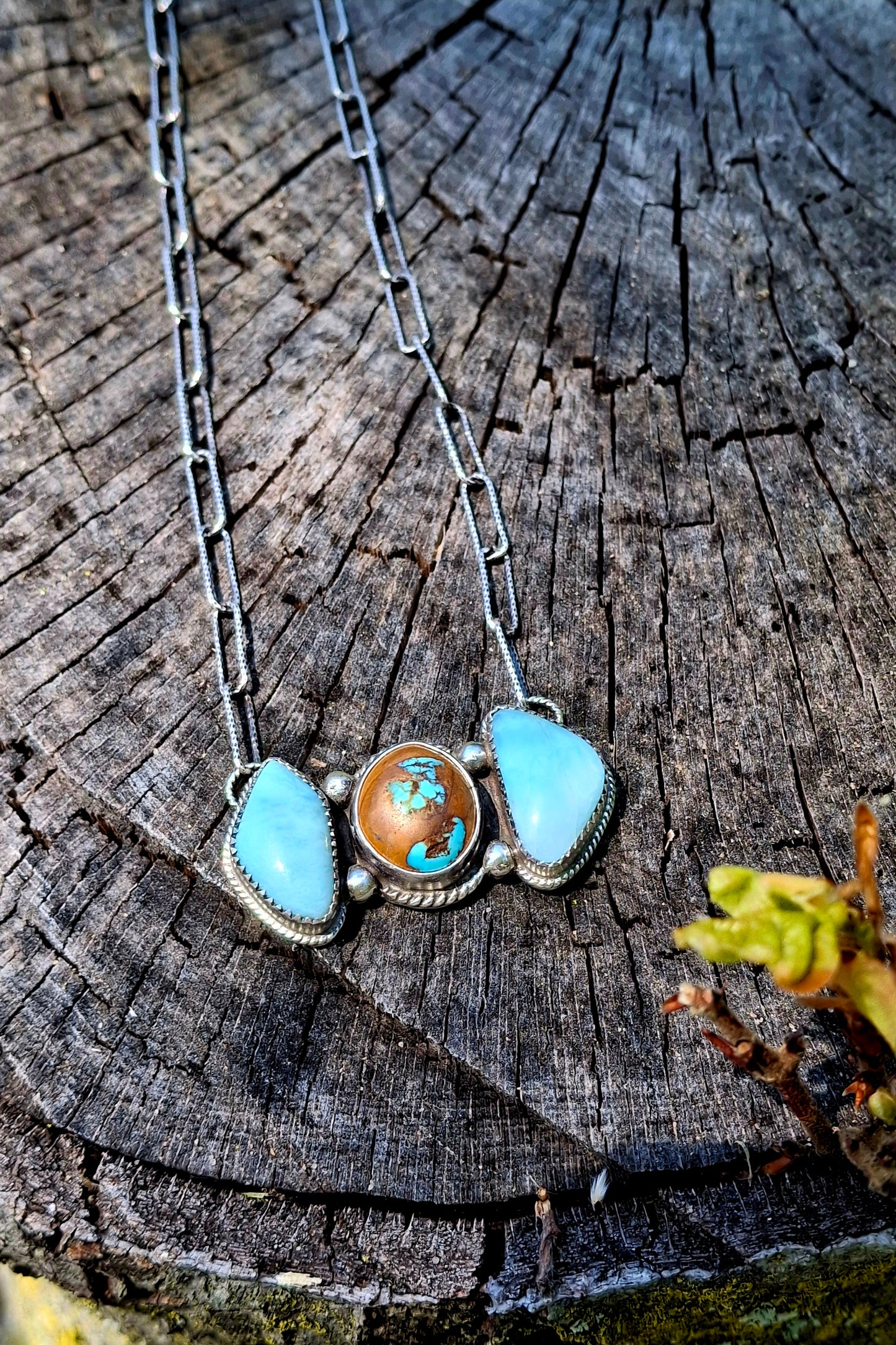 Larimar & Royston Ribbon Necklace