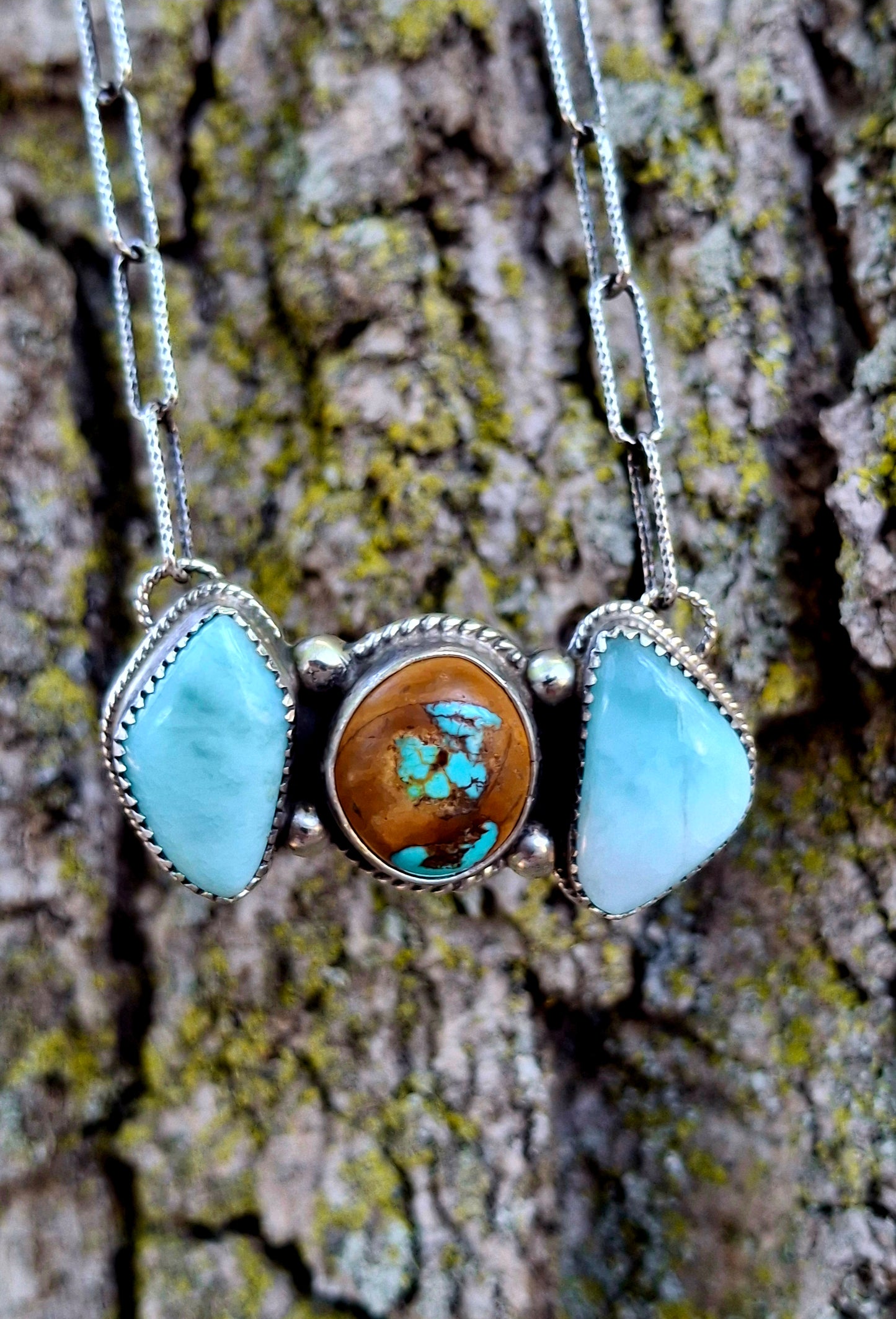 Larimar & Royston Ribbon Necklace