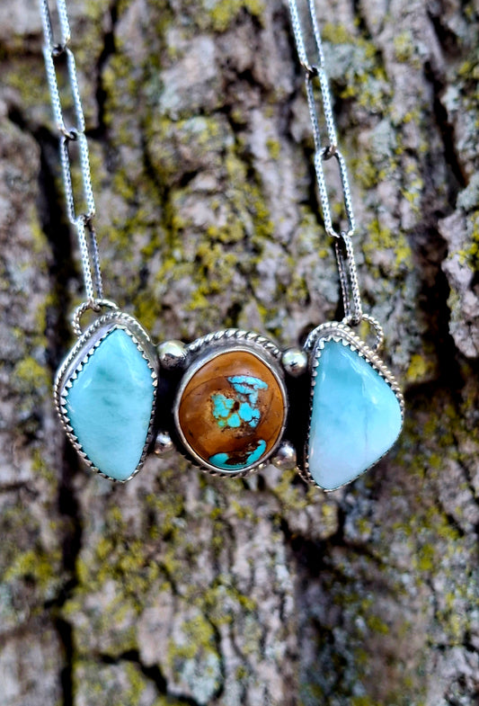 Larimar & Royston Ribbon Necklace
