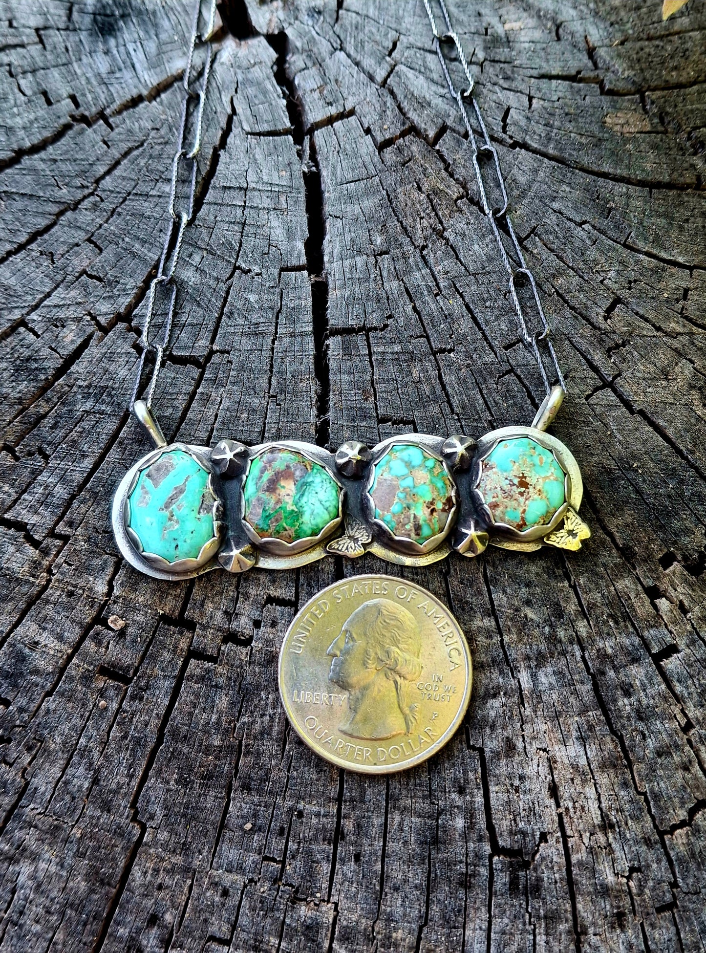 Fox Turquoise Butterfly Bar Necklace