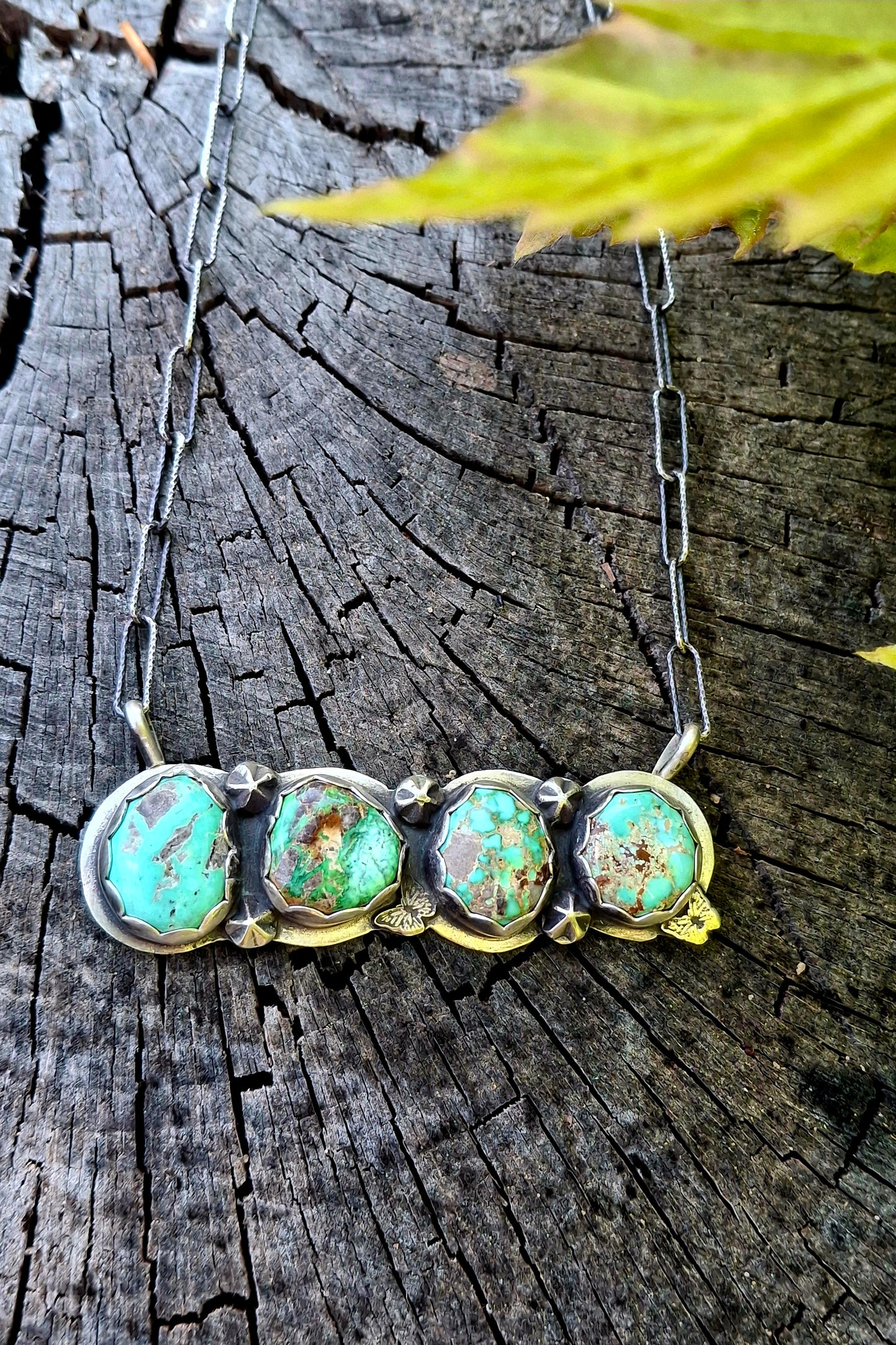 Fox Turquoise Butterfly Bar Necklace