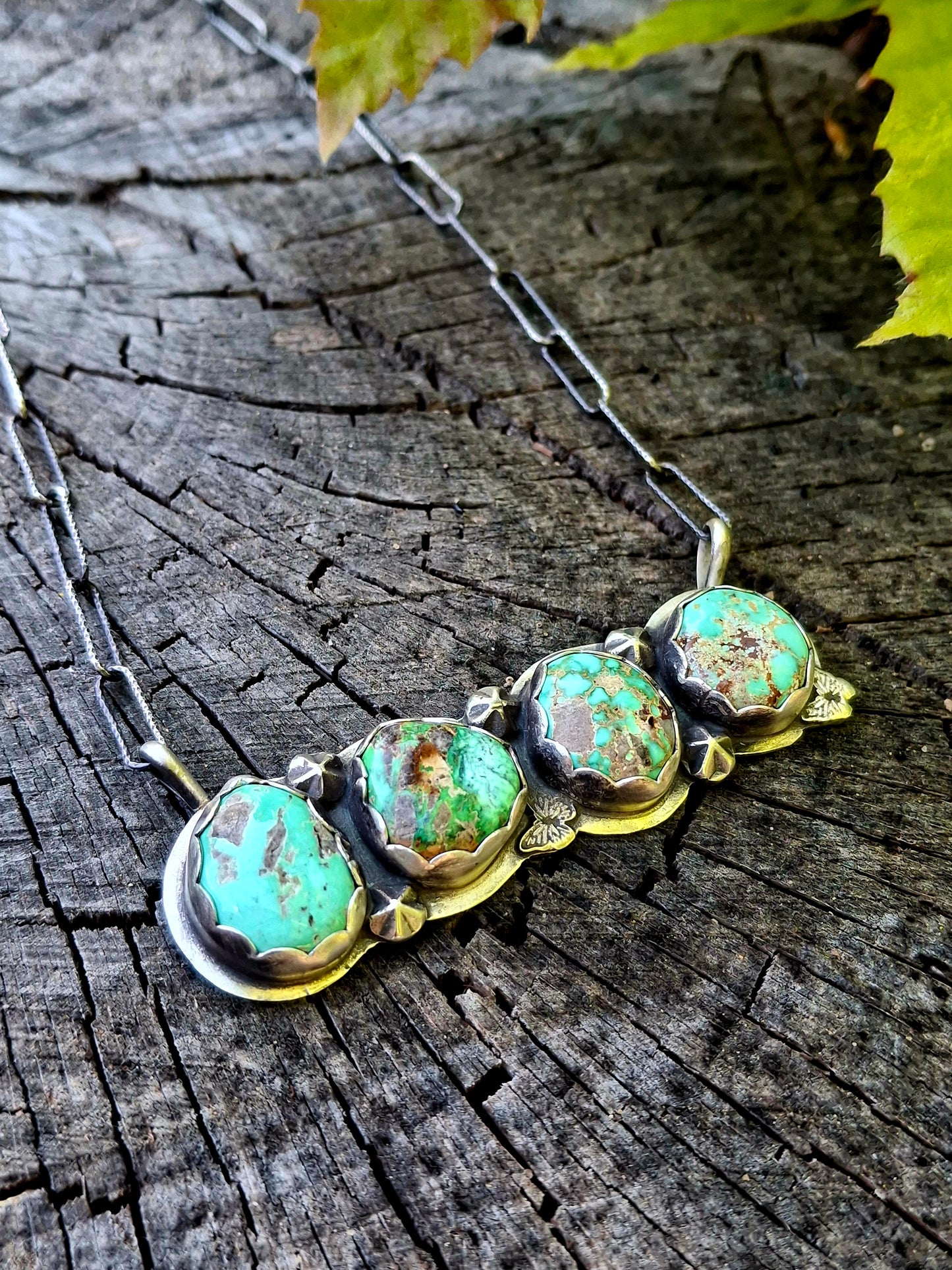 Fox Turquoise Butterfly Bar Necklace