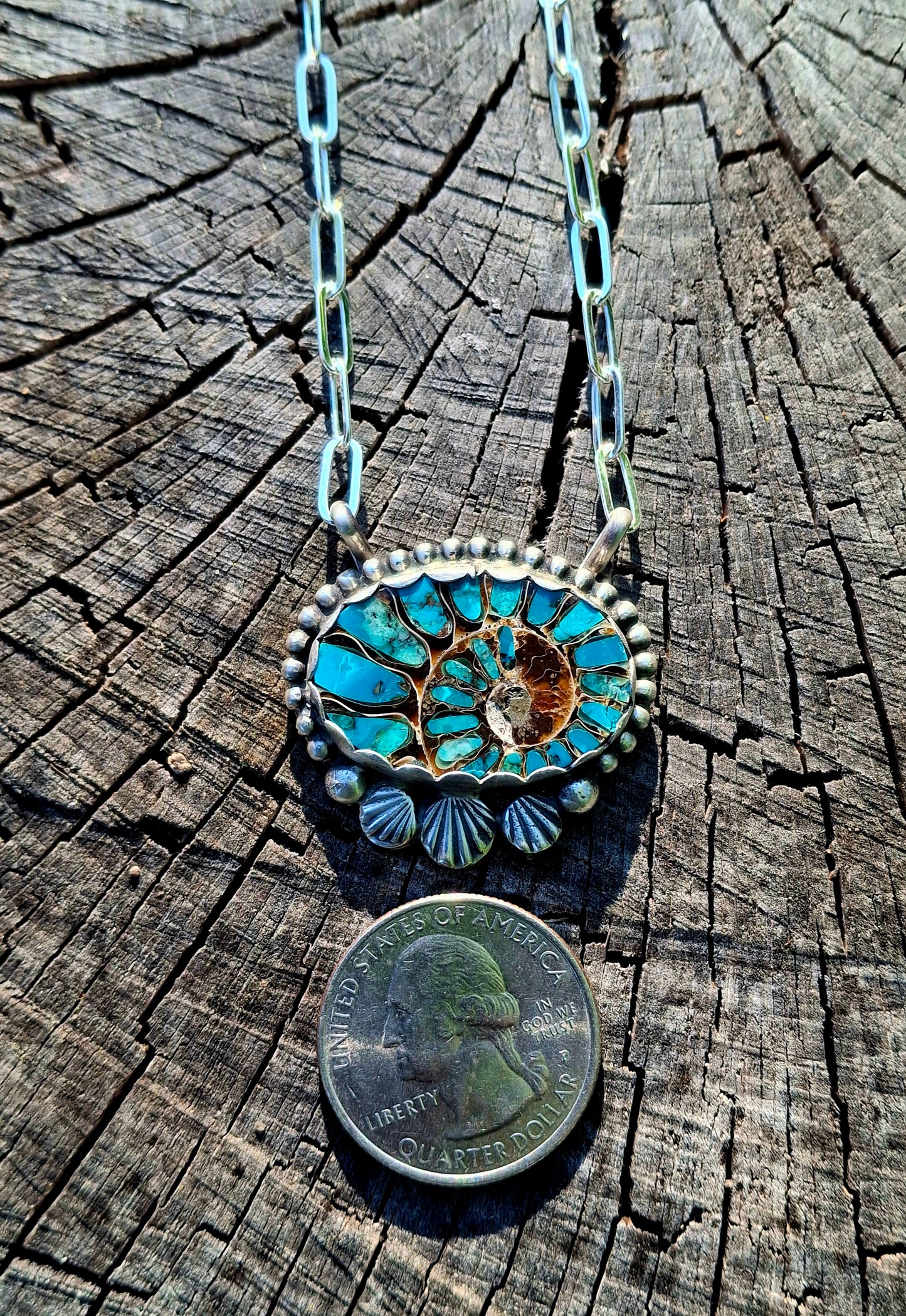 Ammurite w/ Shattuckite Inlay Necklace