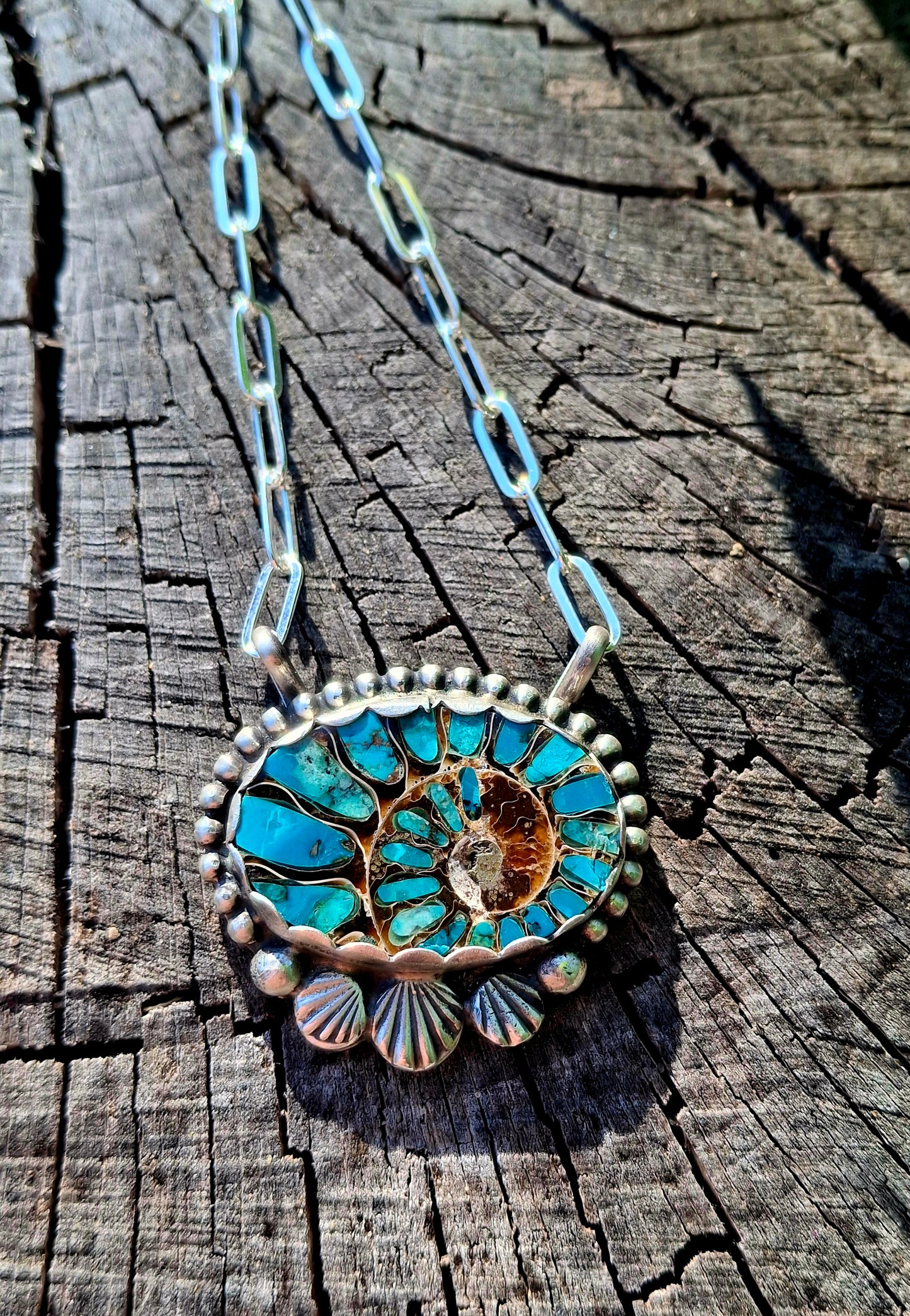 Ammurite w/ Shattuckite Inlay Necklace