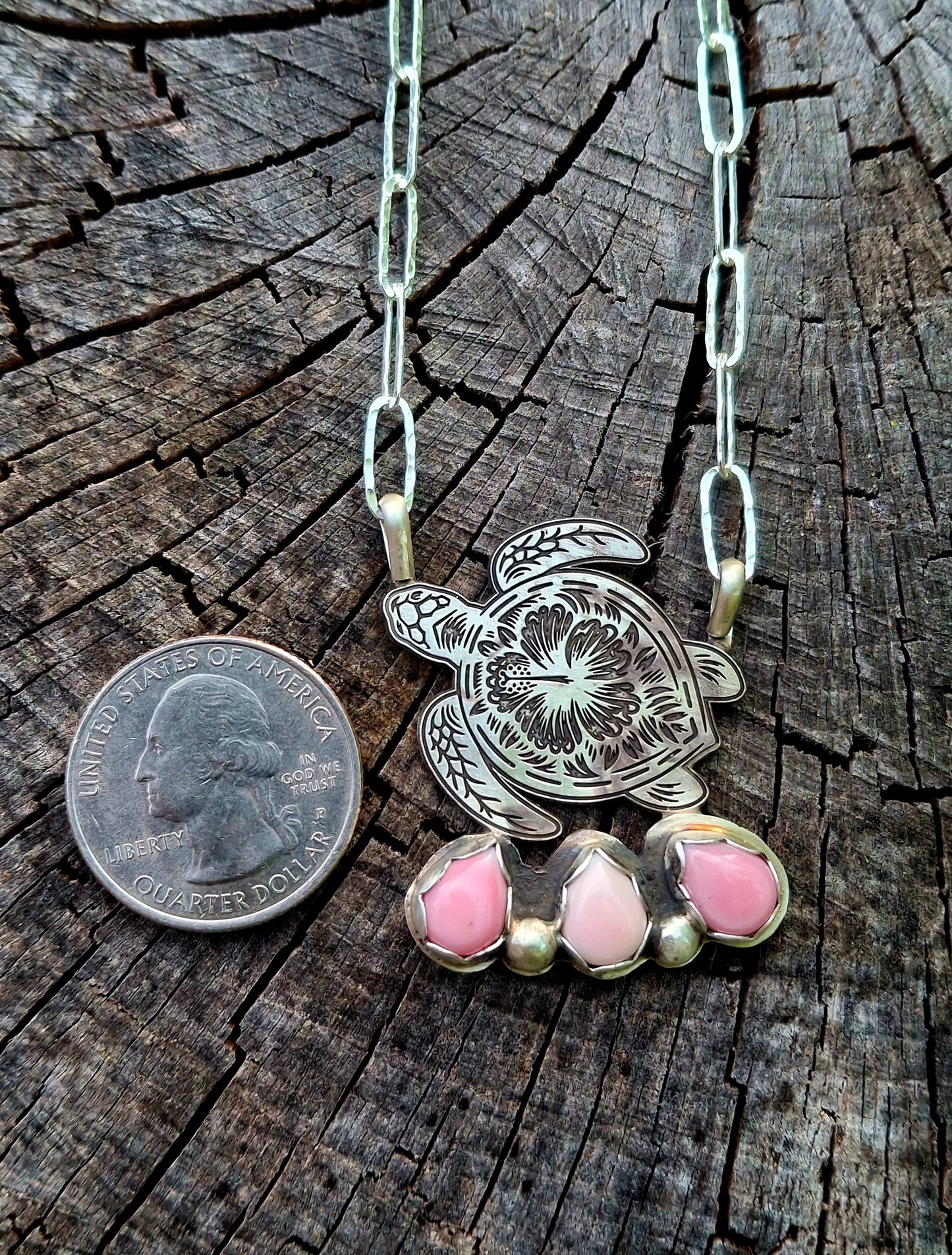 Pink Conch Sea Turtle Necklace
