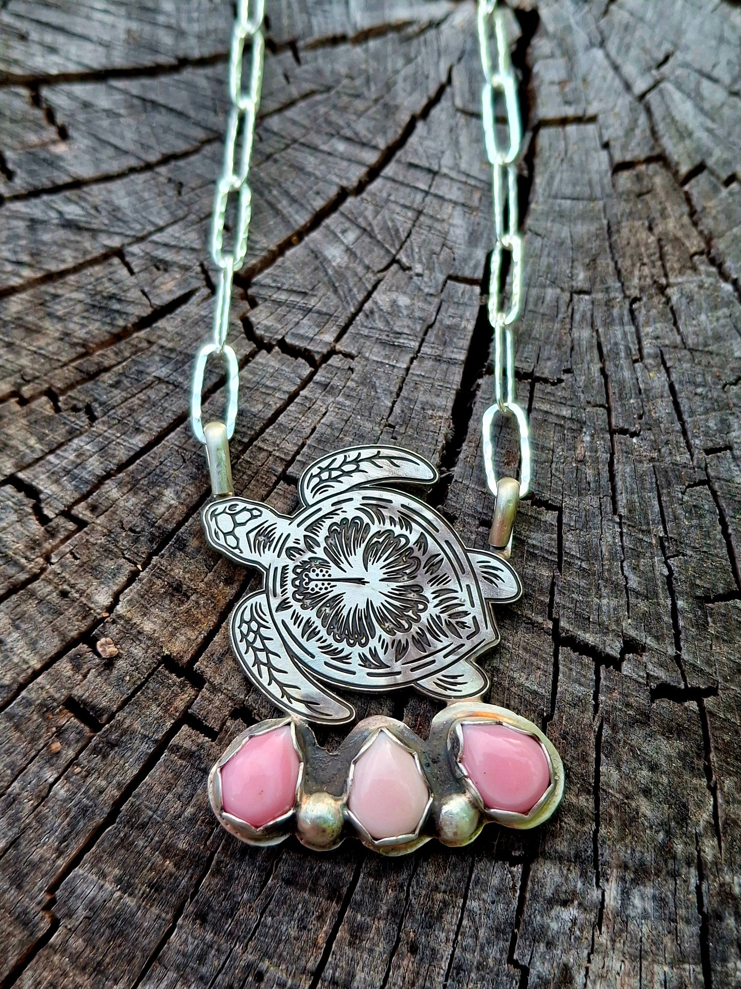 Pink Conch Sea Turtle Necklace