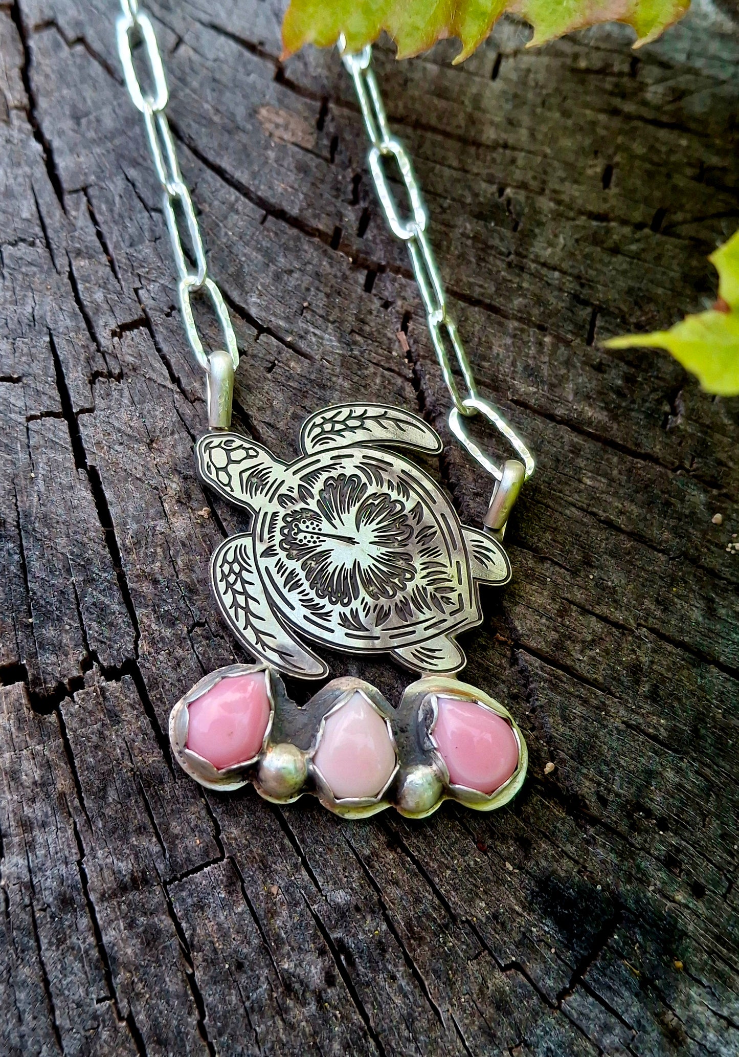 Pink Conch Sea Turtle Necklace