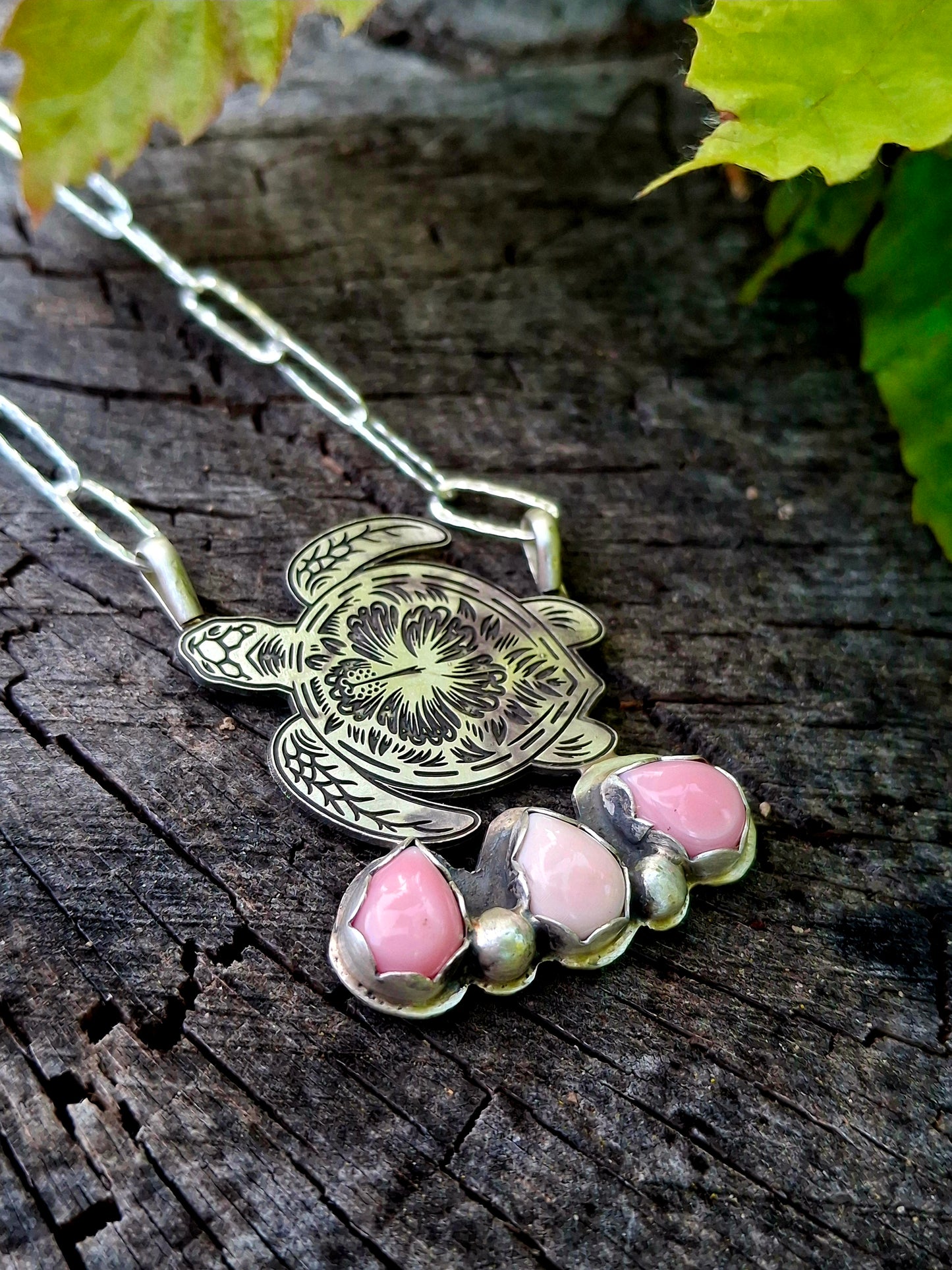 Pink Conch Sea Turtle Necklace