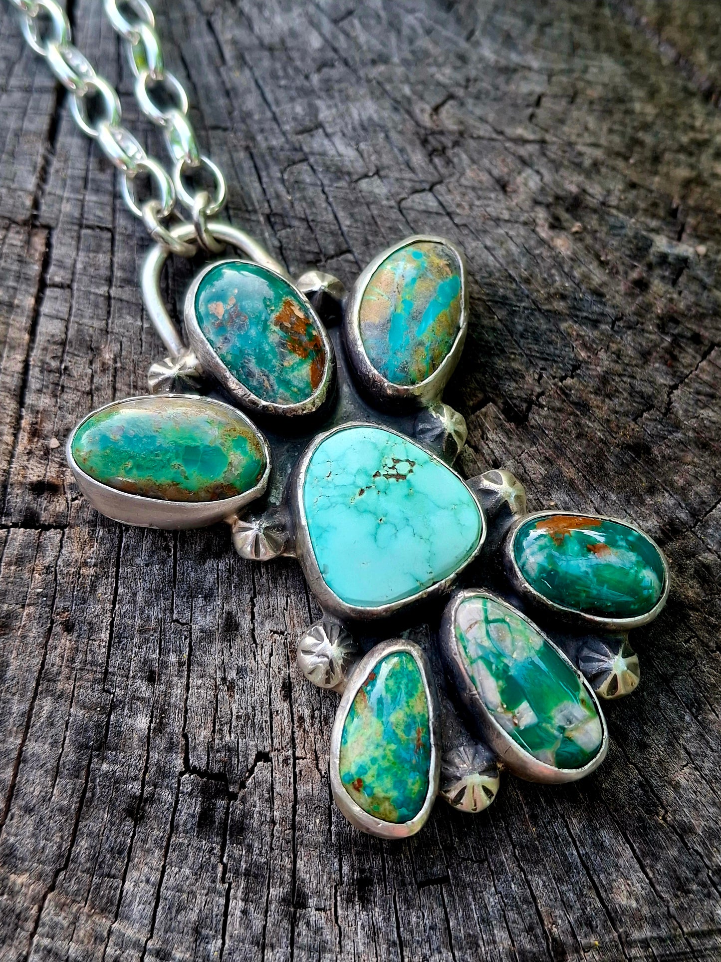 Dry Creek/Fox Turquoise Cluster Necklace