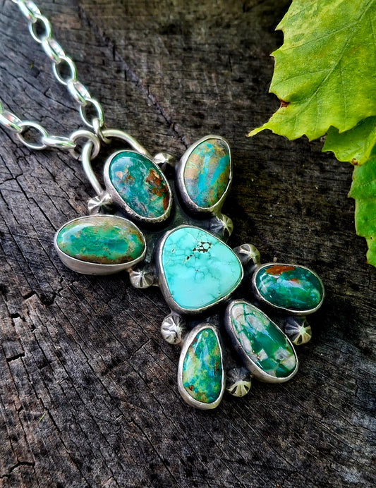 Dry Creek/Fox Turquoise Cluster Necklace