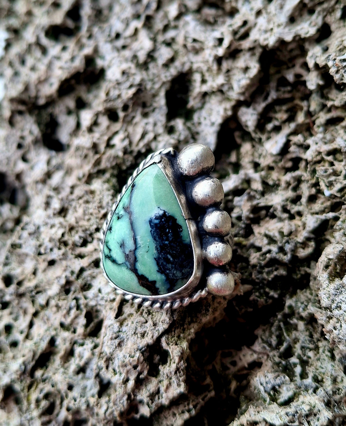 Black Bridge Variscite Adjustable Ring