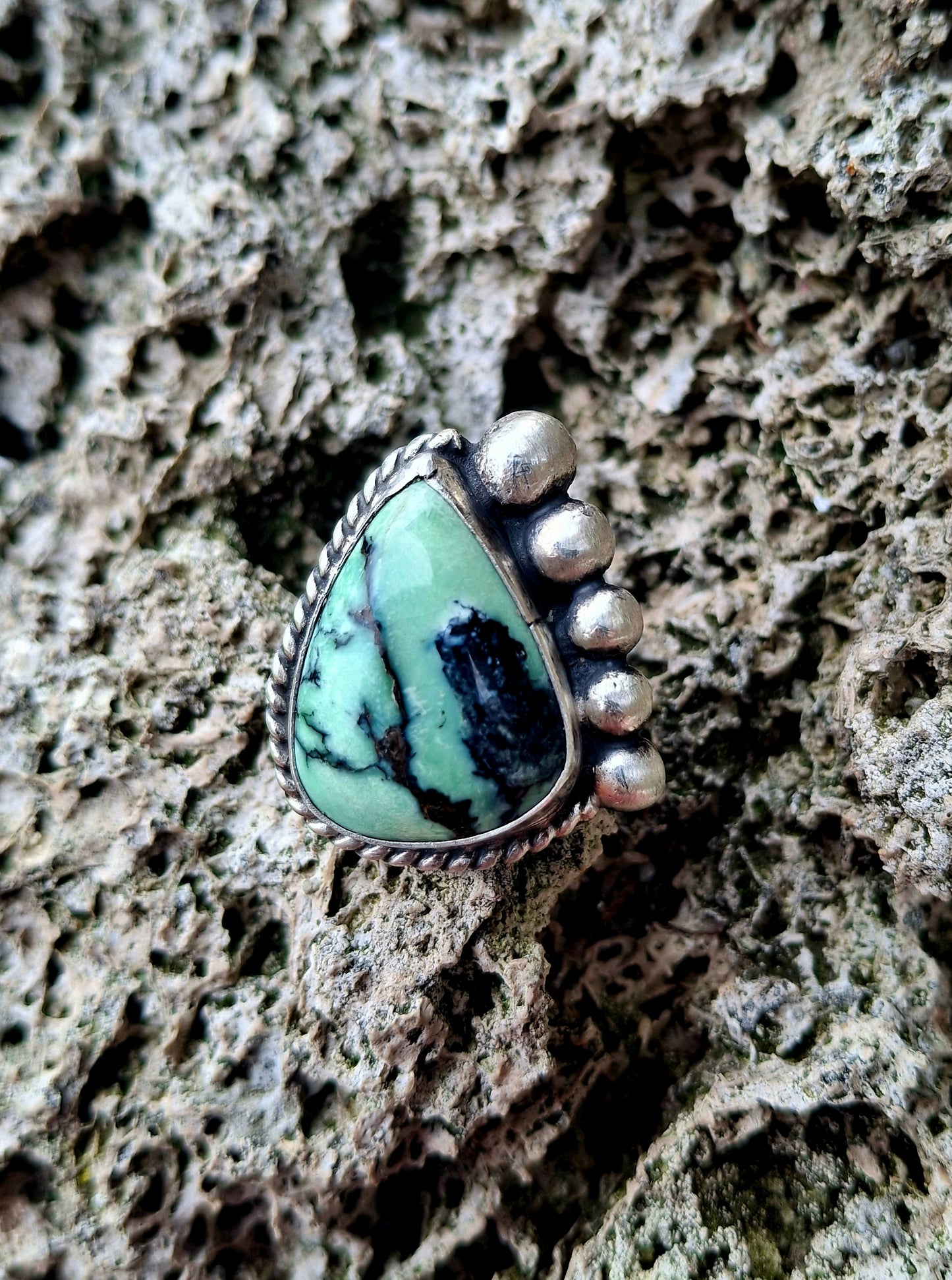 Black Bridge Variscite Adjustable Ring