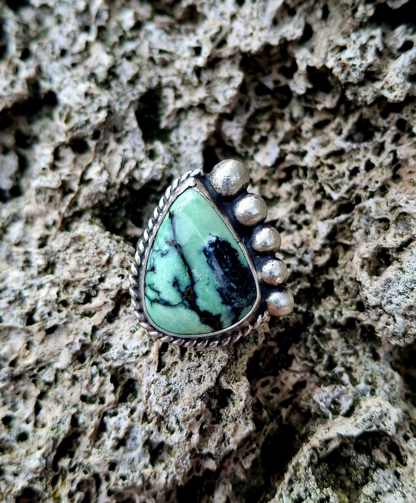 Black Bridge Variscite Adjustable Ring