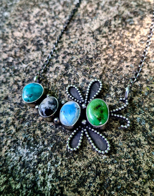 Multi-Stone Dragonfly Necklace