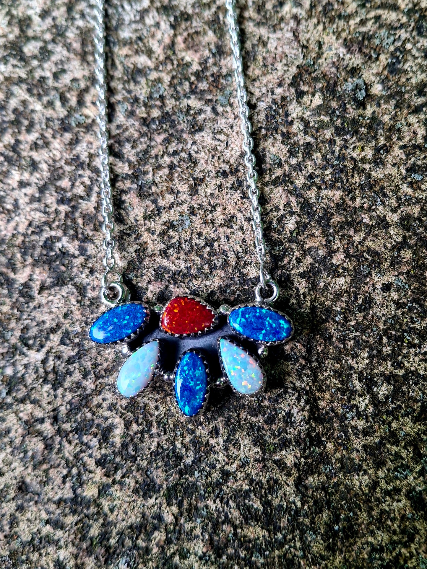 Opal Cluster Necklace - 4th of July
