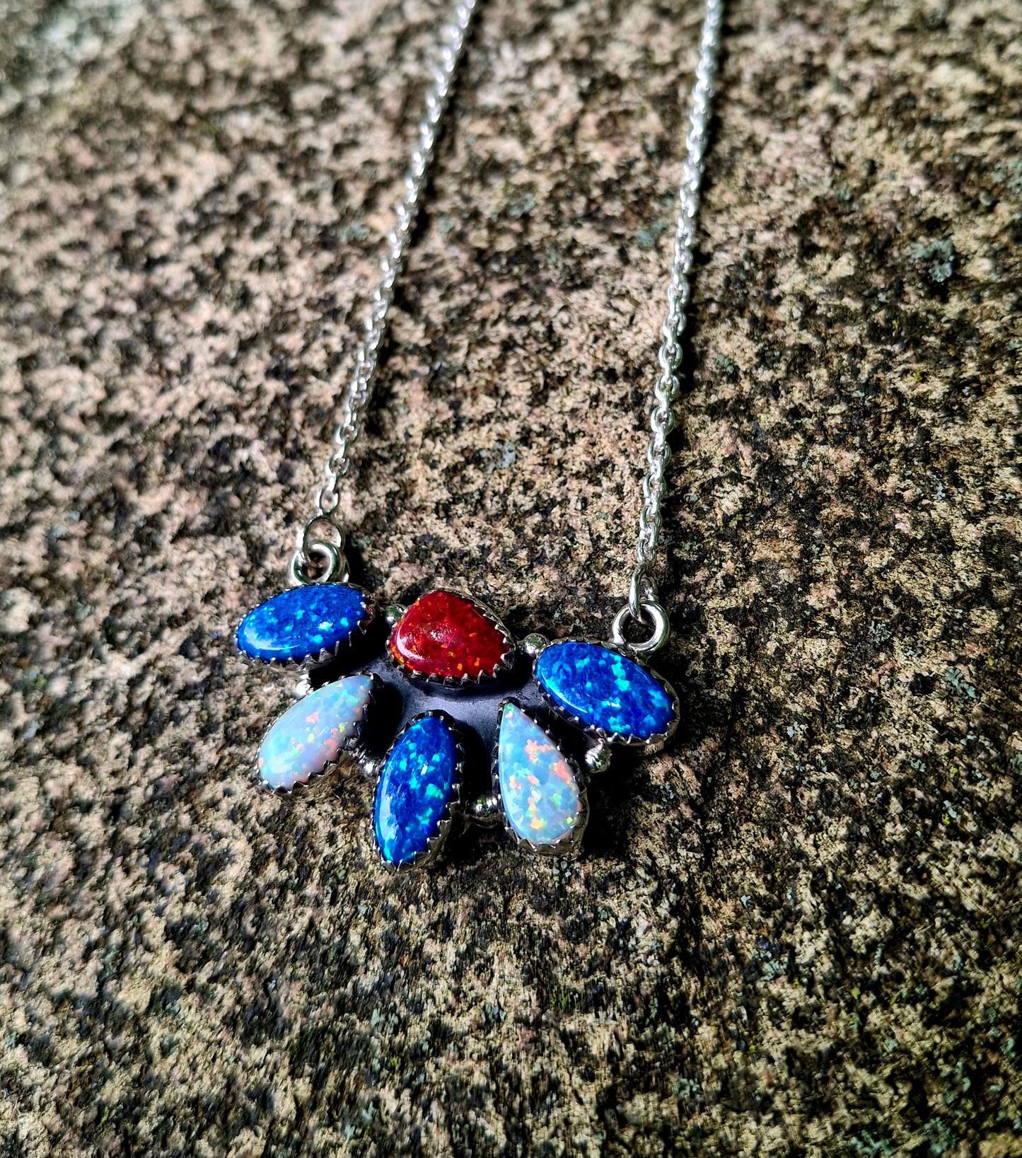 Opal Cluster Necklace - 4th of July