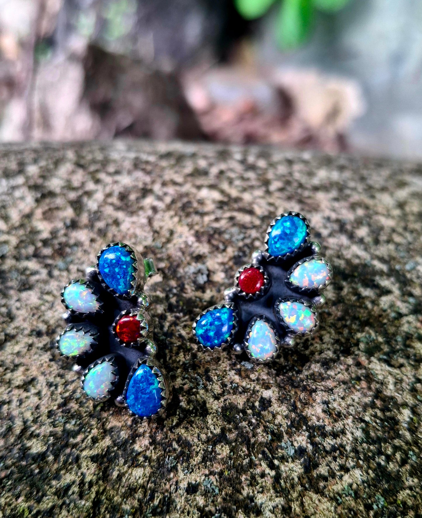 Opal Cluster Studs - 4th of July