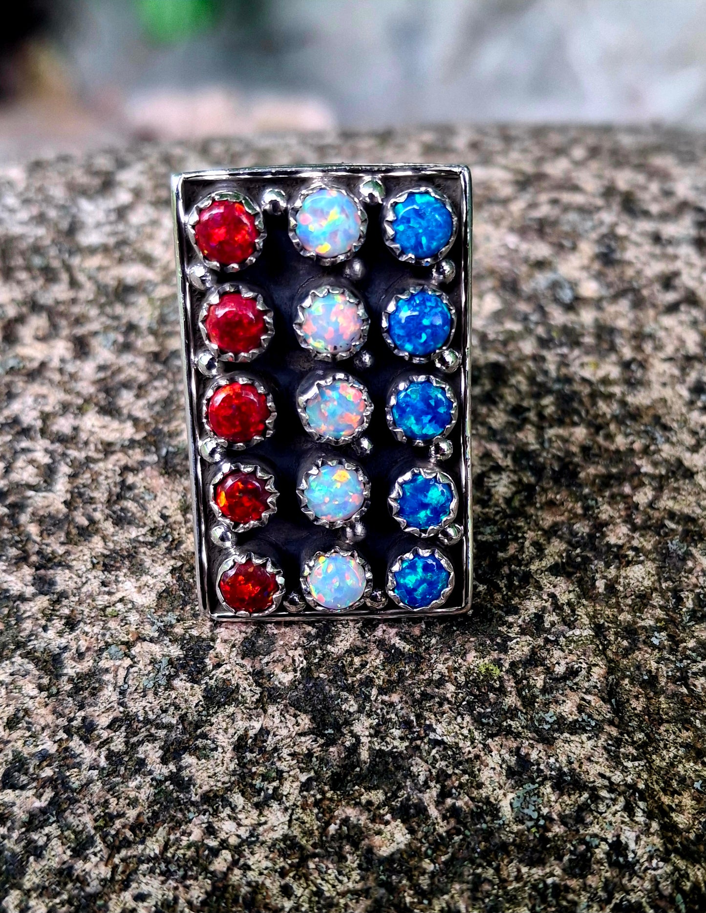 Opal Adjustable Ring - 4th of July