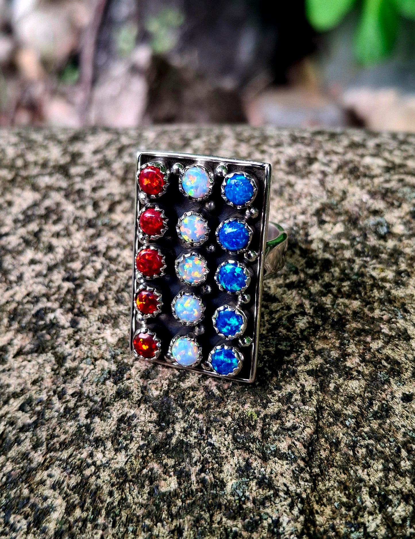 Opal Adjustable Ring - 4th of July