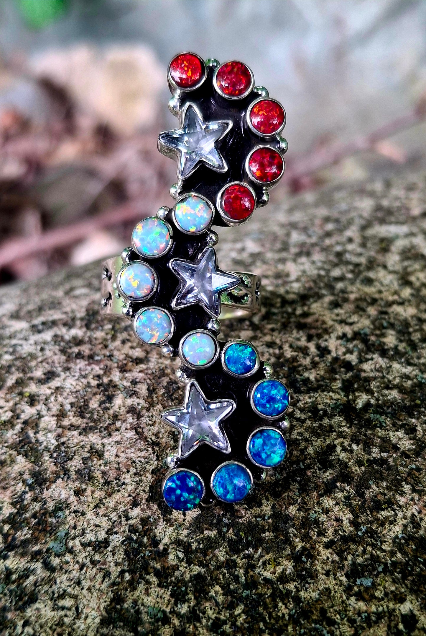 Opal Adjustable Ring - 4th of July