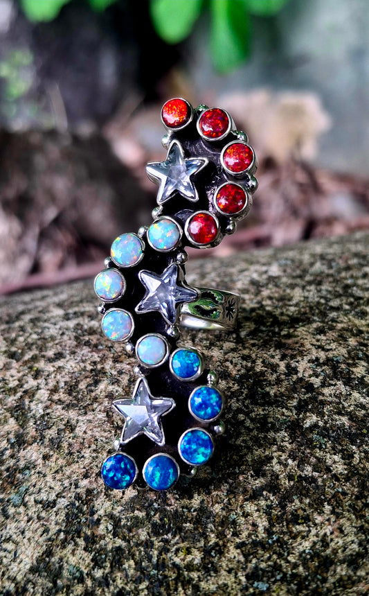 Opal Adjustable Ring - 4th of July