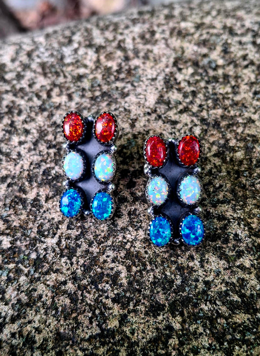 Opal Studs - 4th of July