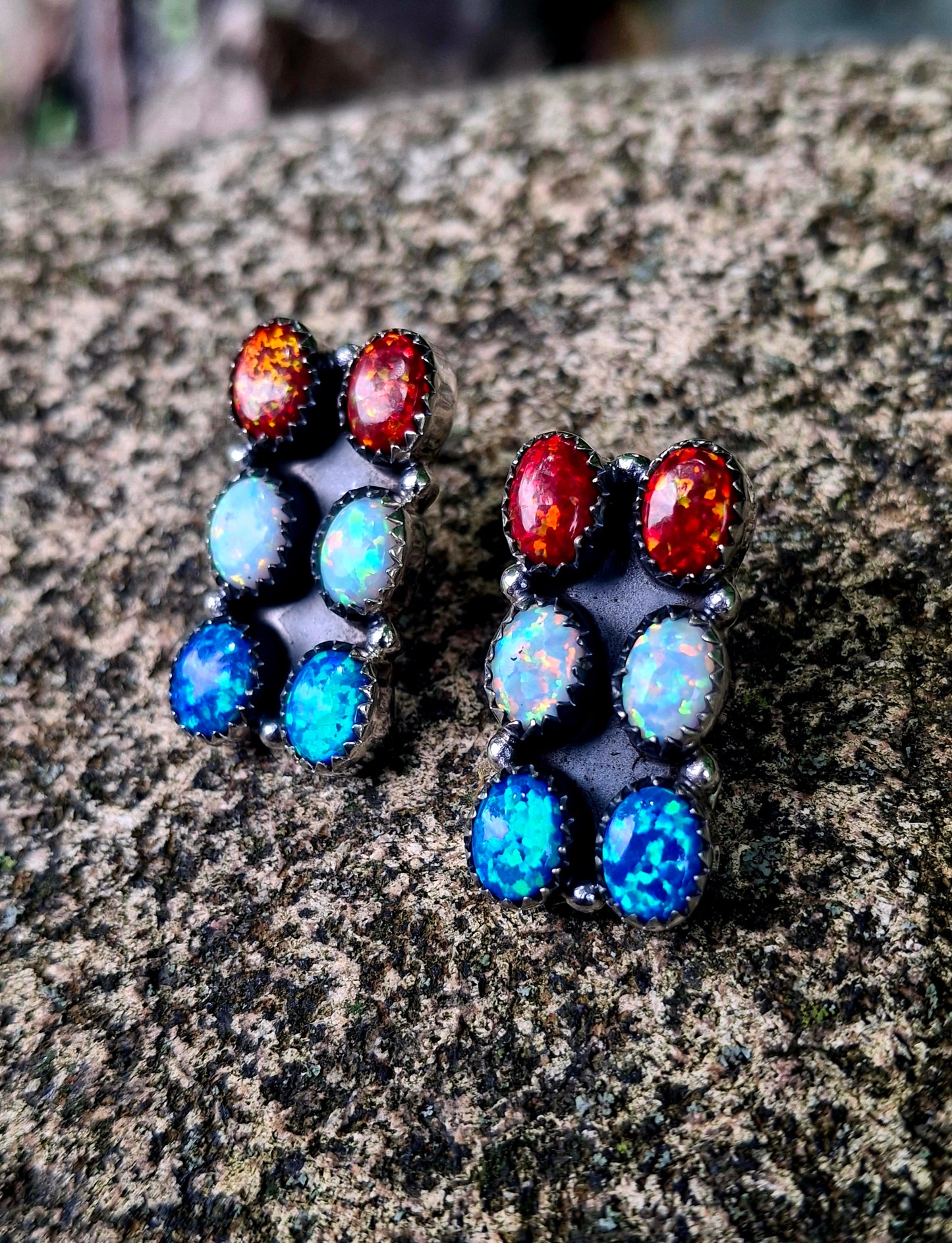 Opal Studs - 4th of July