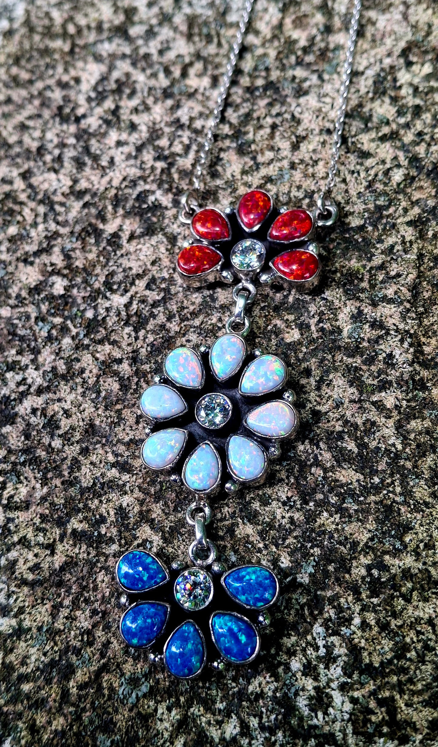 Opal Cluster Drop Necklace - 4th of July