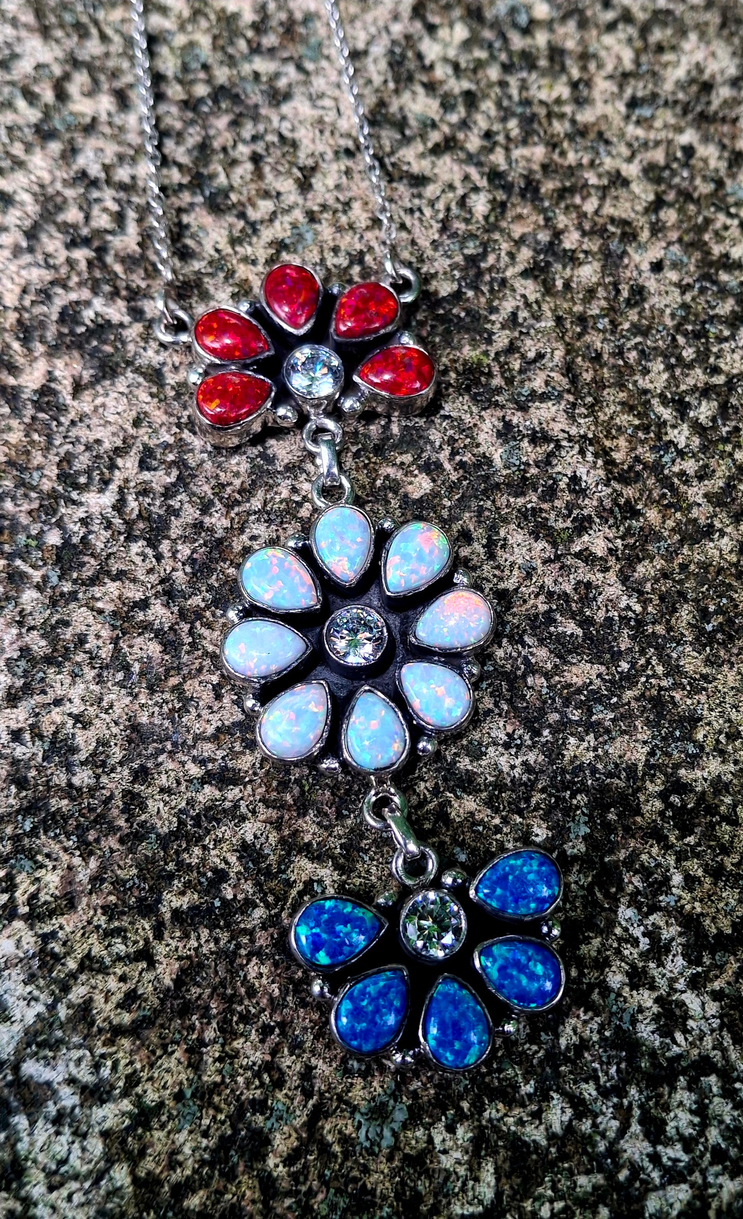 Opal Cluster Drop Necklace - 4th of July