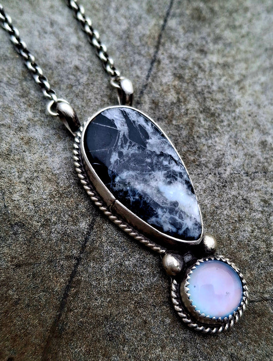 White Buffalo/Opal Necklace
