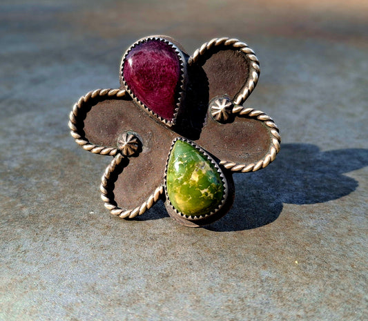 Sonoran Gold/Purple Spiny Adjustable Ring - R60