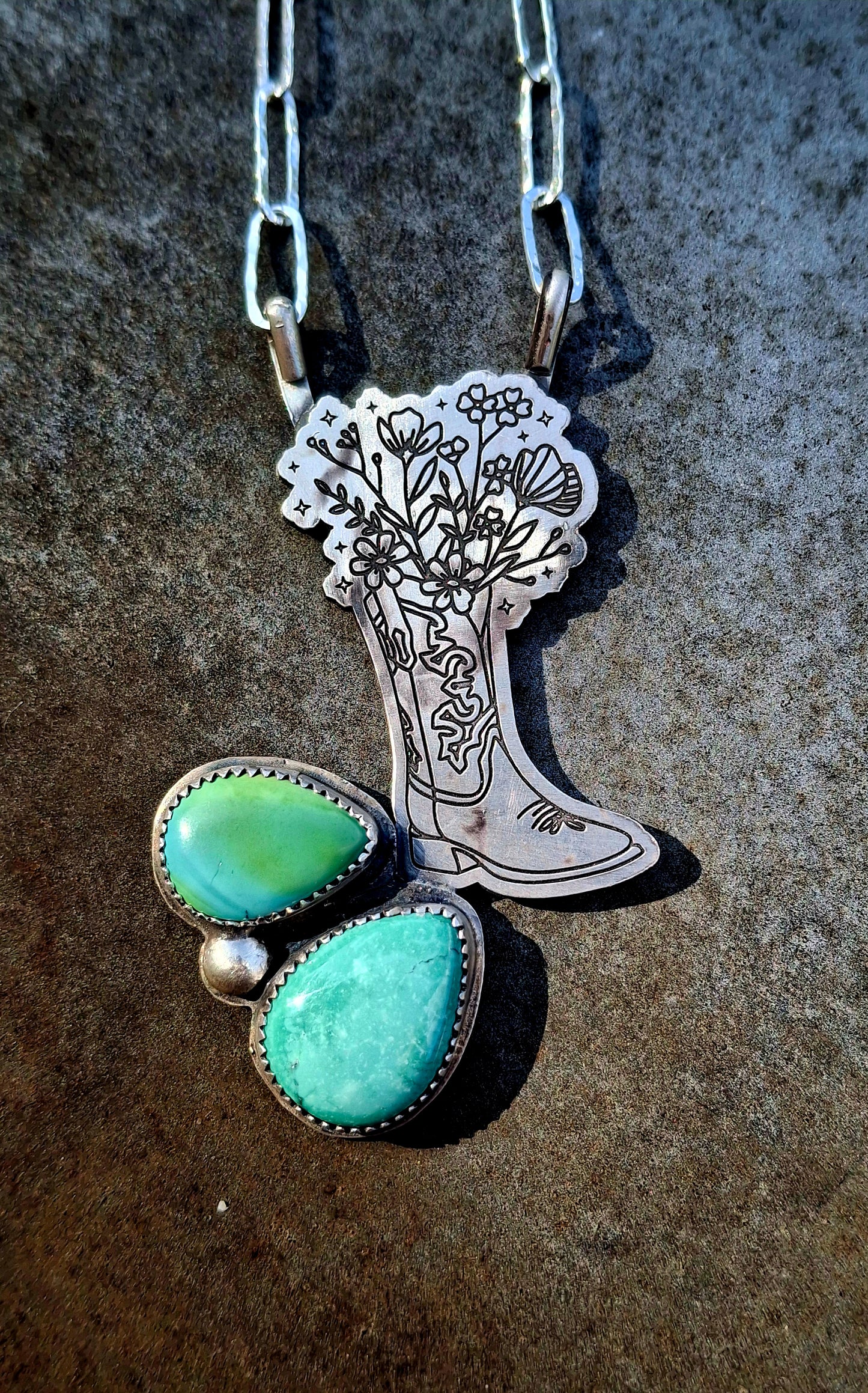 Mixed Turquoise Boot Necklace