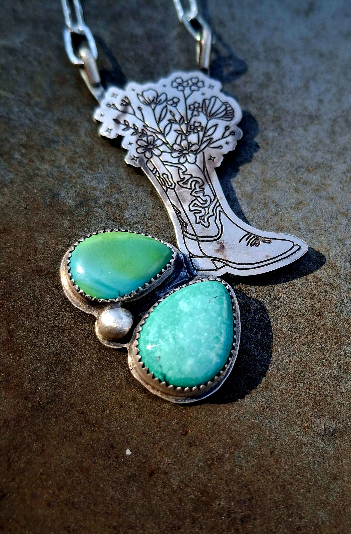 Mixed Turquoise Boot Necklace