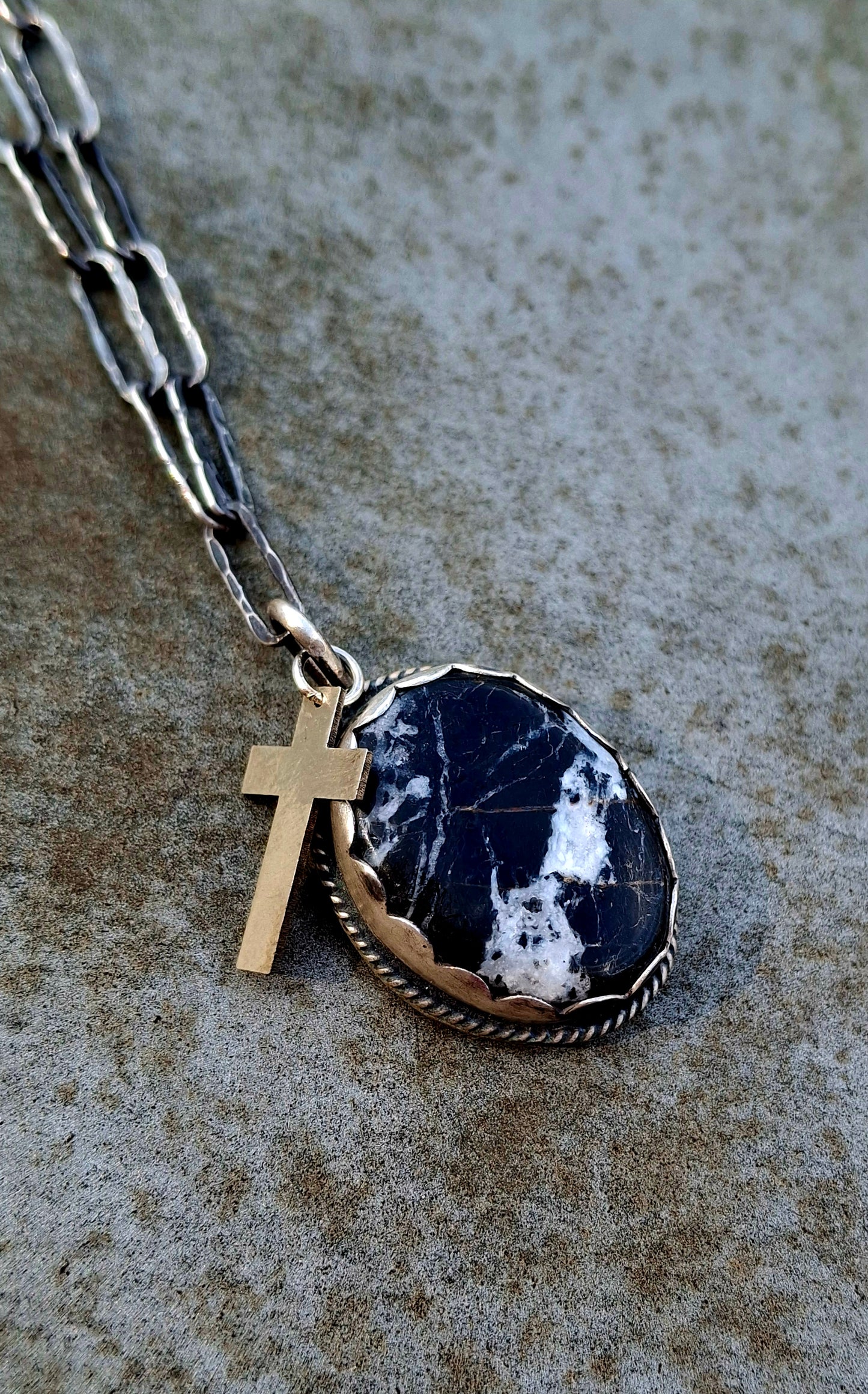 White Buffalo Necklace w/ Cross Charm