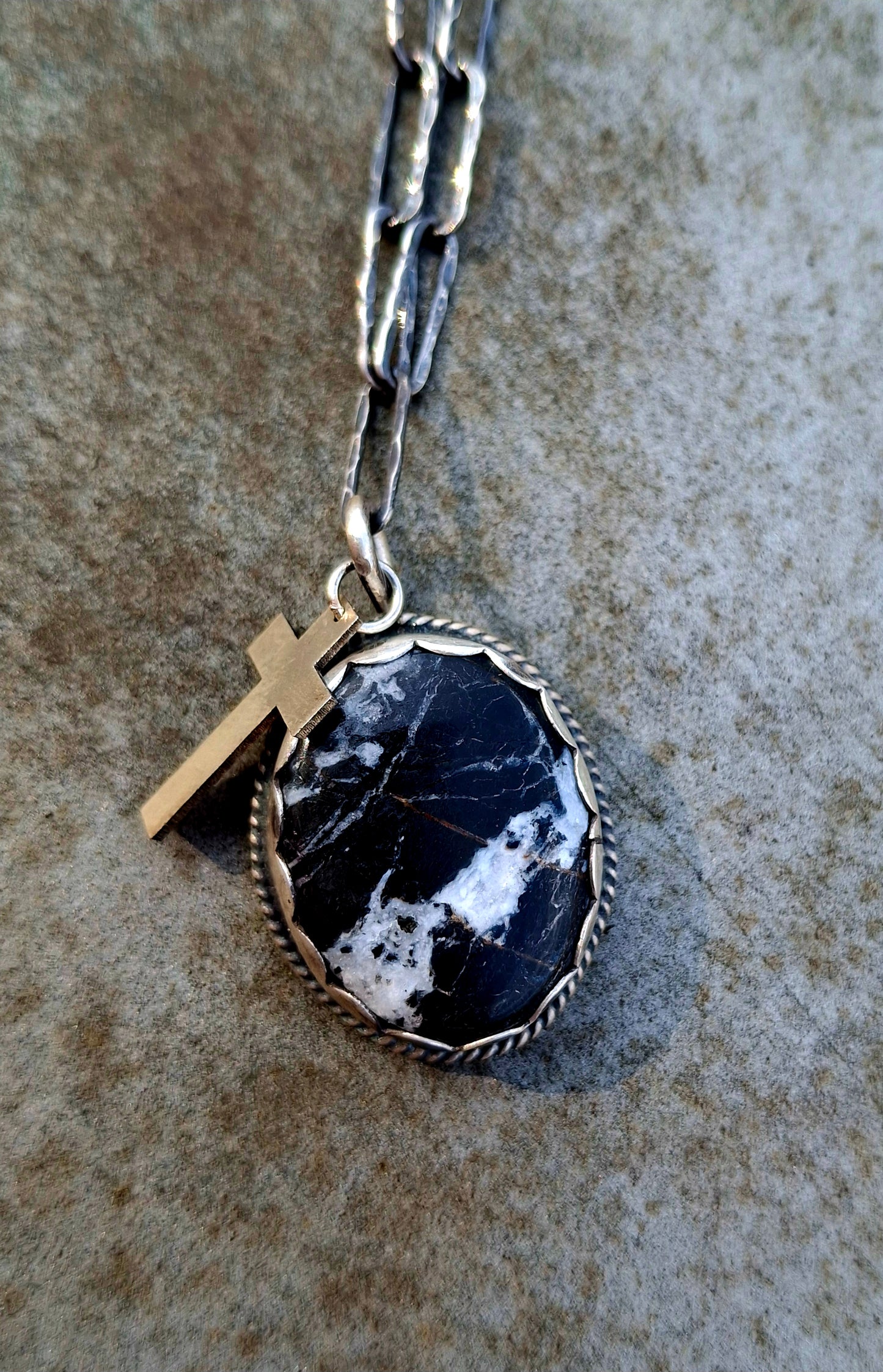 White Buffalo Necklace w/ Cross Charm