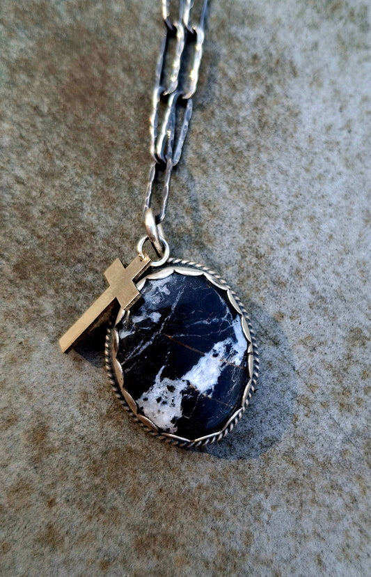 White Buffalo Necklace w/ Cross Charm - N2