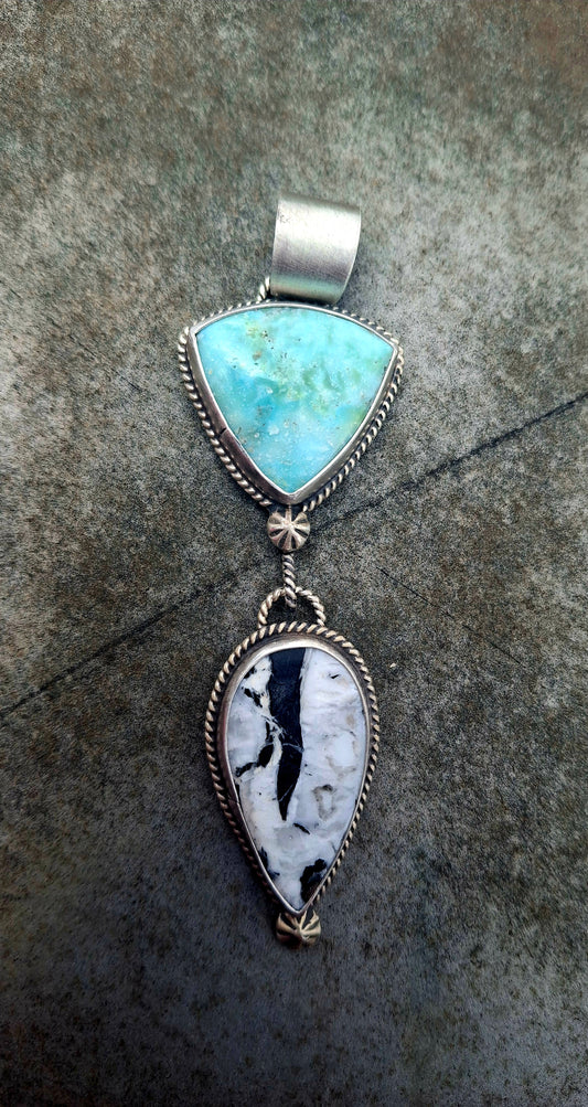 Arizona Turquoise/White Buffalo Drop Pendant - P24