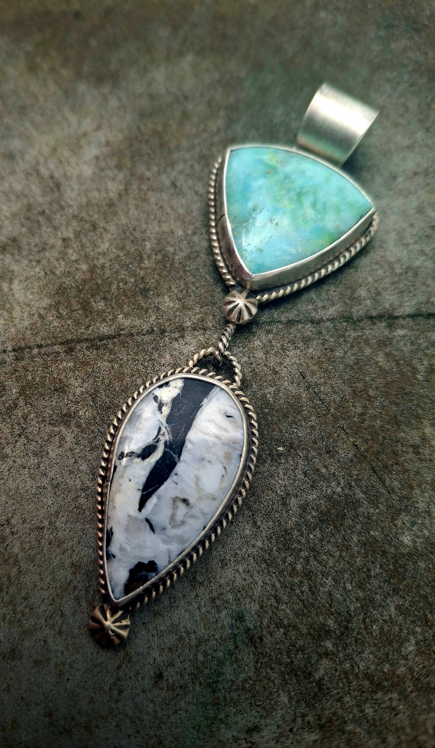 Arizona Turquoise/White Buffalo Drop Pendant