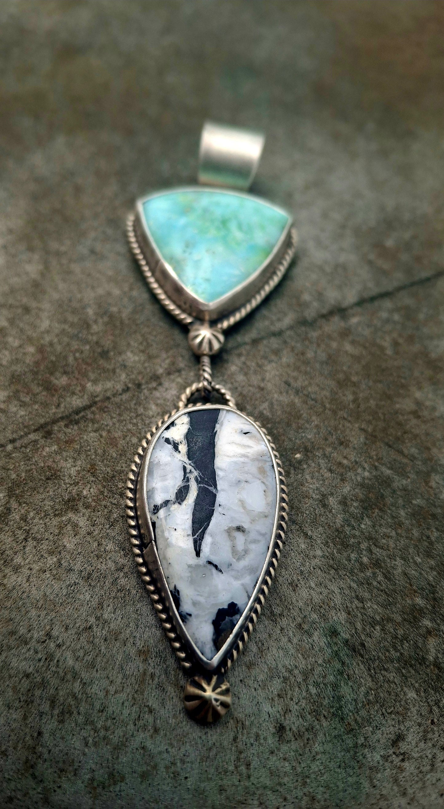 Arizona Turquoise/White Buffalo Drop Pendant