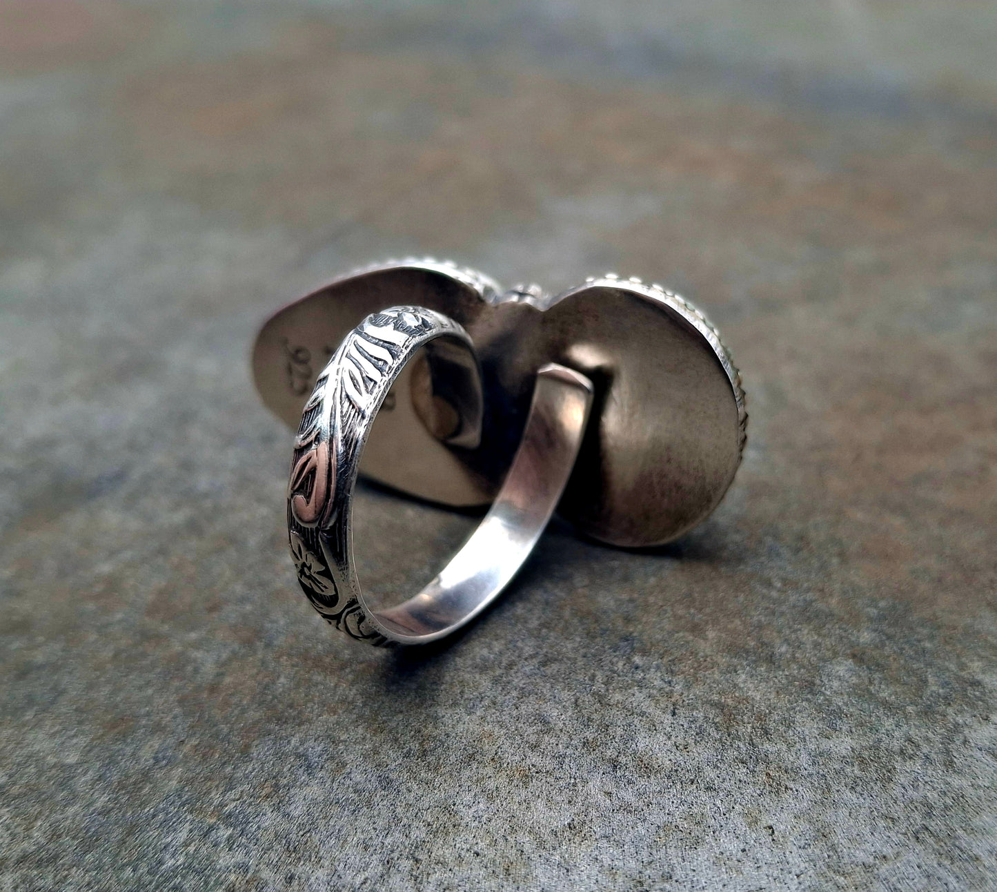 Tyrone/Fossilized Coral Adjustable Ring