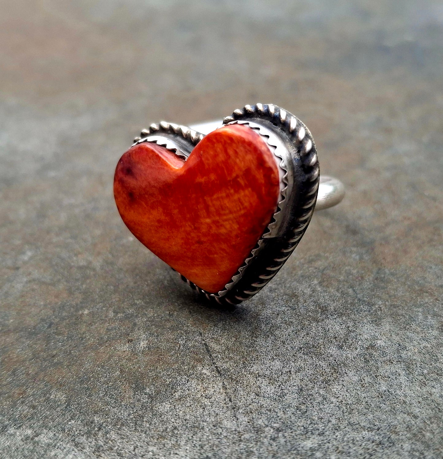 Spiny Oyster Adjustable Heart Ring
