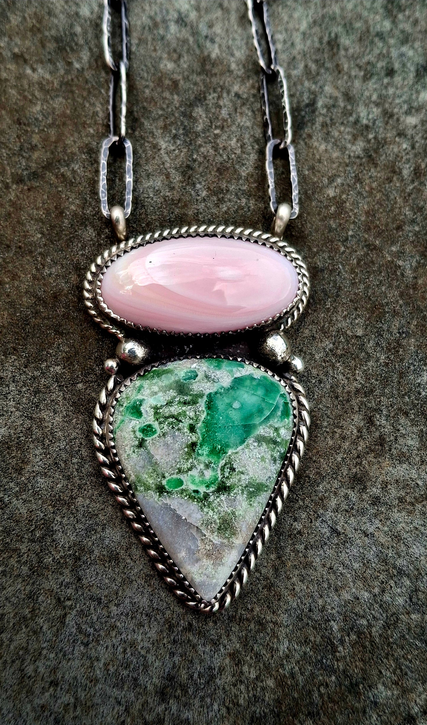 Pink Conch/Variscite Necklace
