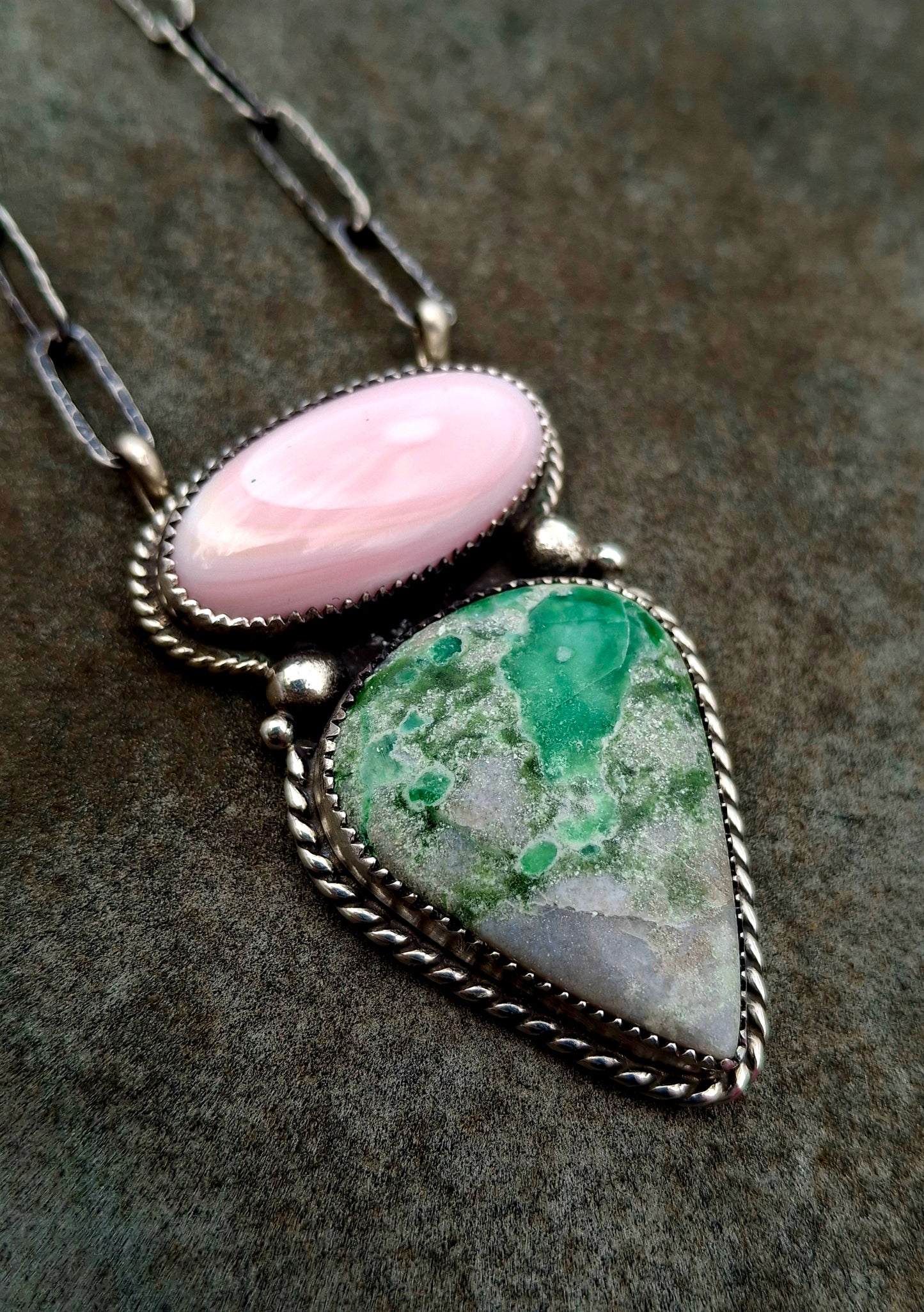 Pink Conch/Variscite Necklace