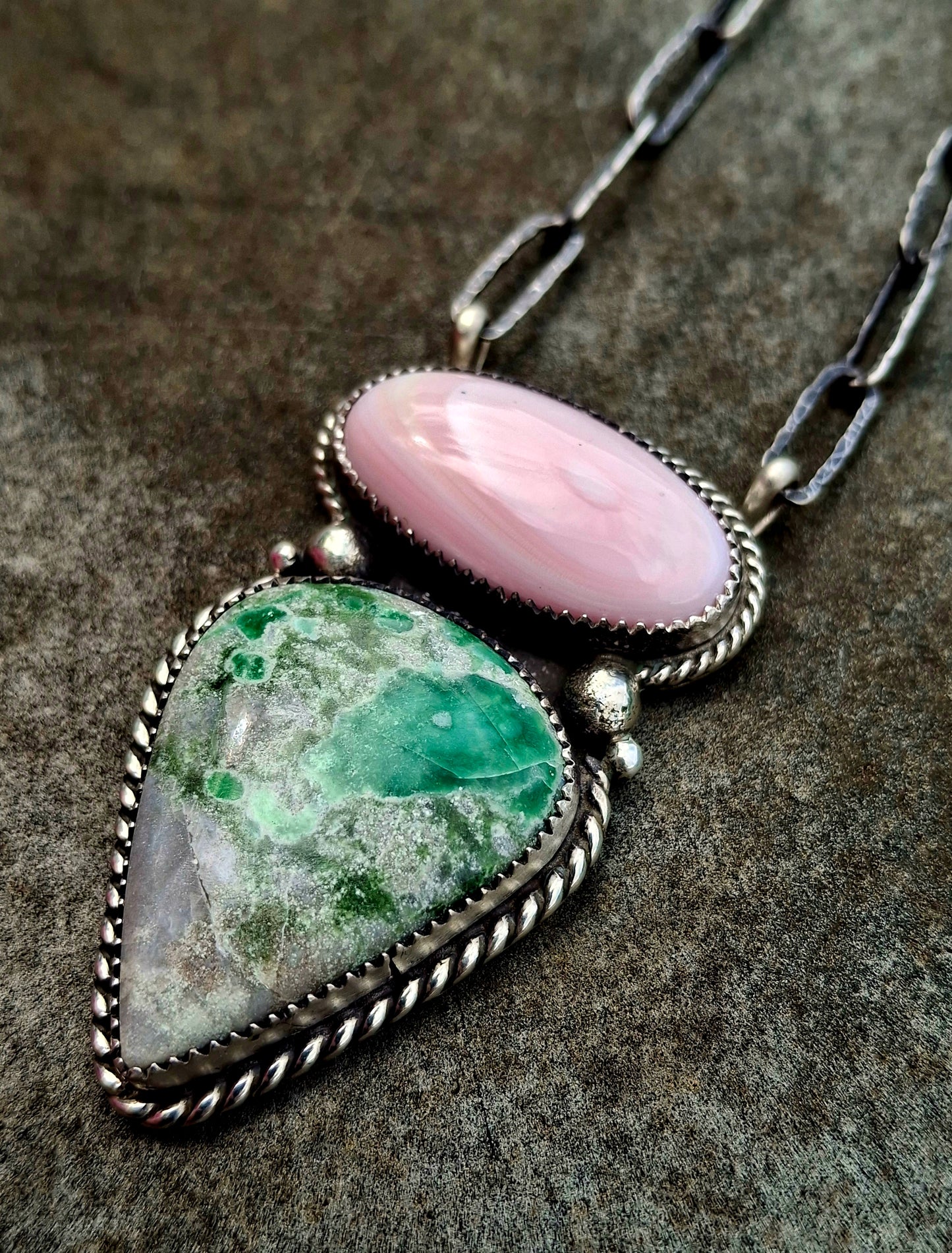 Pink Conch/Variscite Necklace